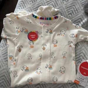 Magnetic Me Cream Onesie with Dog Pattern